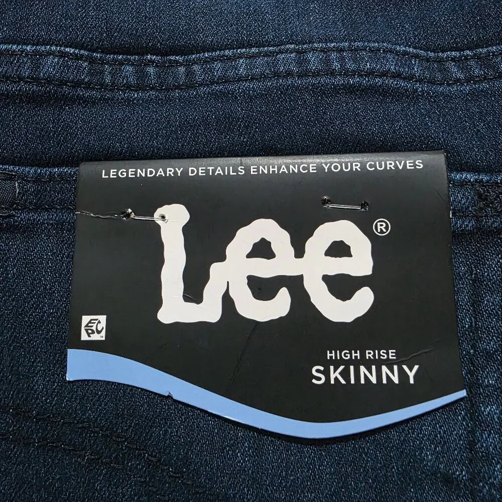 Lee High Rise Skinny Leg Slim Jeans Womens Plus Sz 18W Medium & 20W Medium Blue - Picture 5 of 12